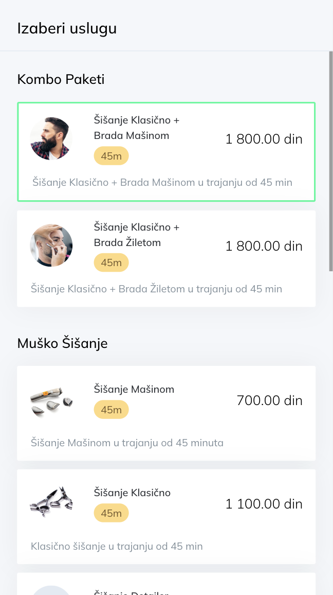 Odabir Usluge